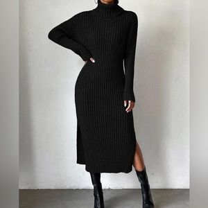 Black Maxi Turtleneck Dress